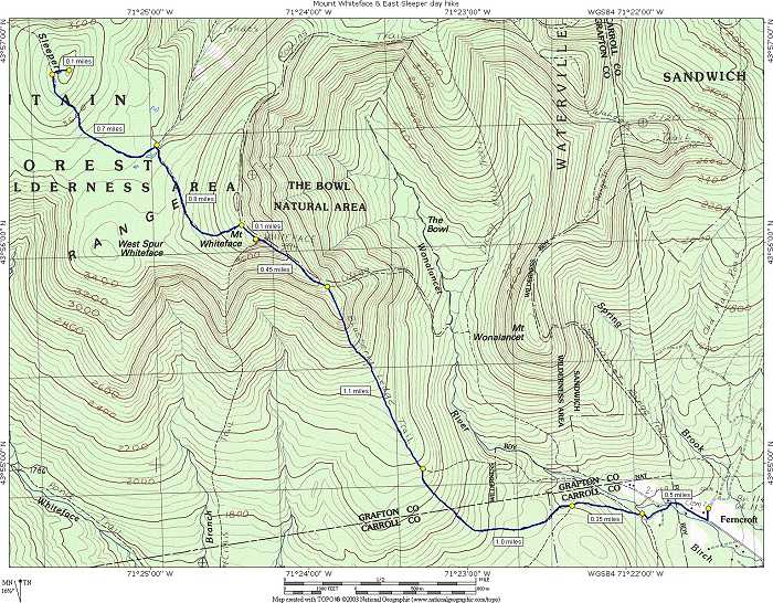 Whiteface Mountain Hiking Trail Map Mount Whiteface & East Sleeper Day Hike