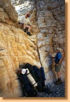 Jerry and John on the 12 foot pour off near the descent into 75 Mile Creek